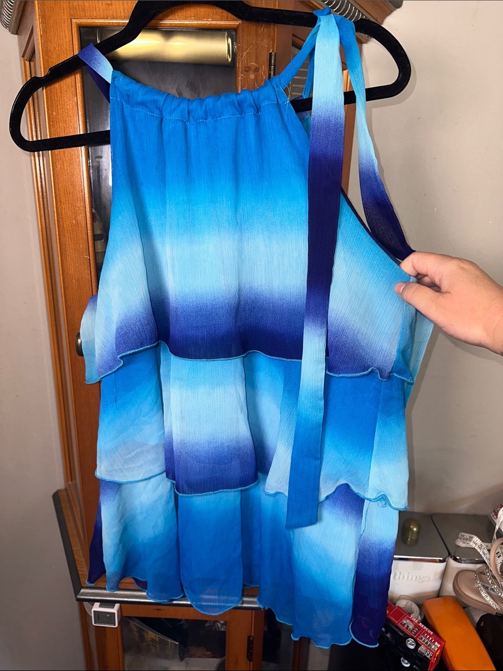 Lane Bryant Blue Ombre Tiered Halter Camisole